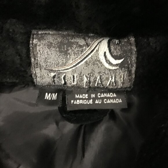 TSUNAMI Canada Womens M Faux Fur Black Maxi Coat Hood Double Breasted Warm - Picture 6 of 9